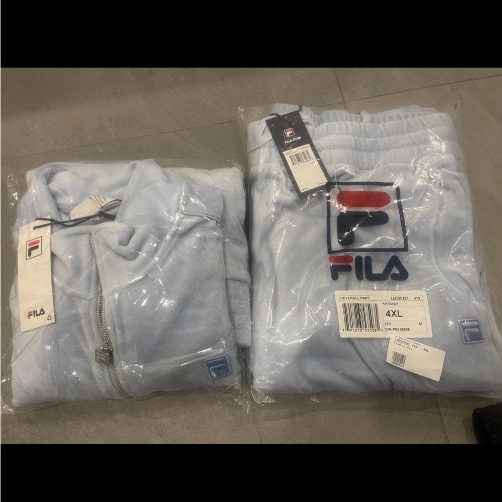 Fila Sky Blue Tracksuit velour with Logo 4XL